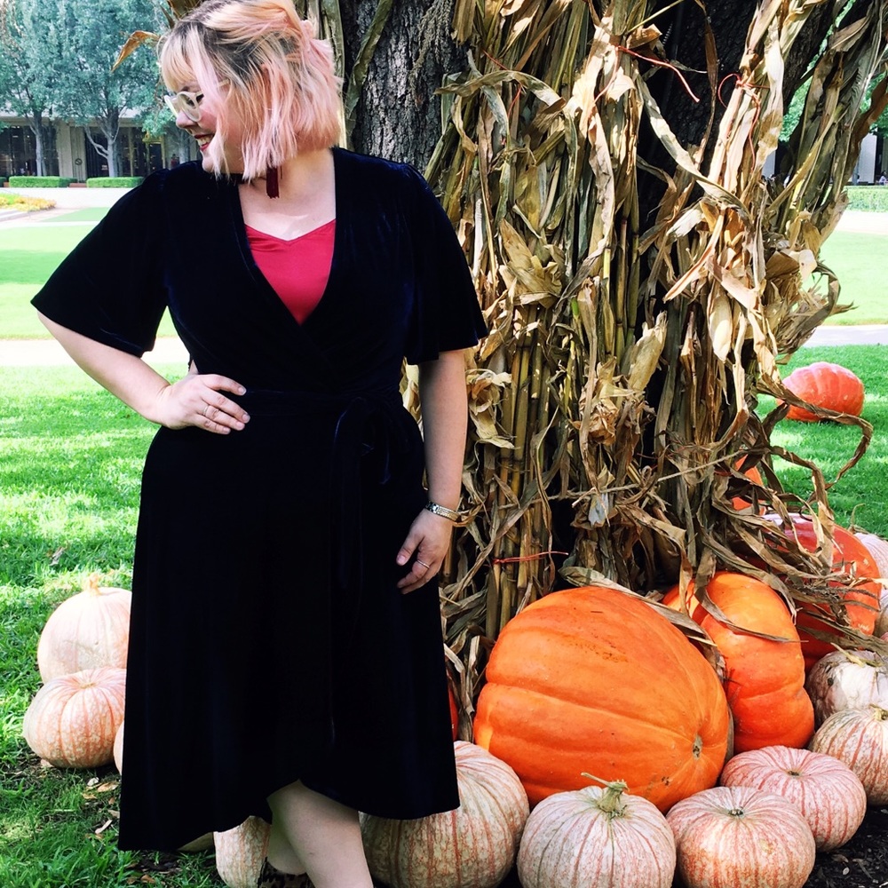 Velvet wrap dress